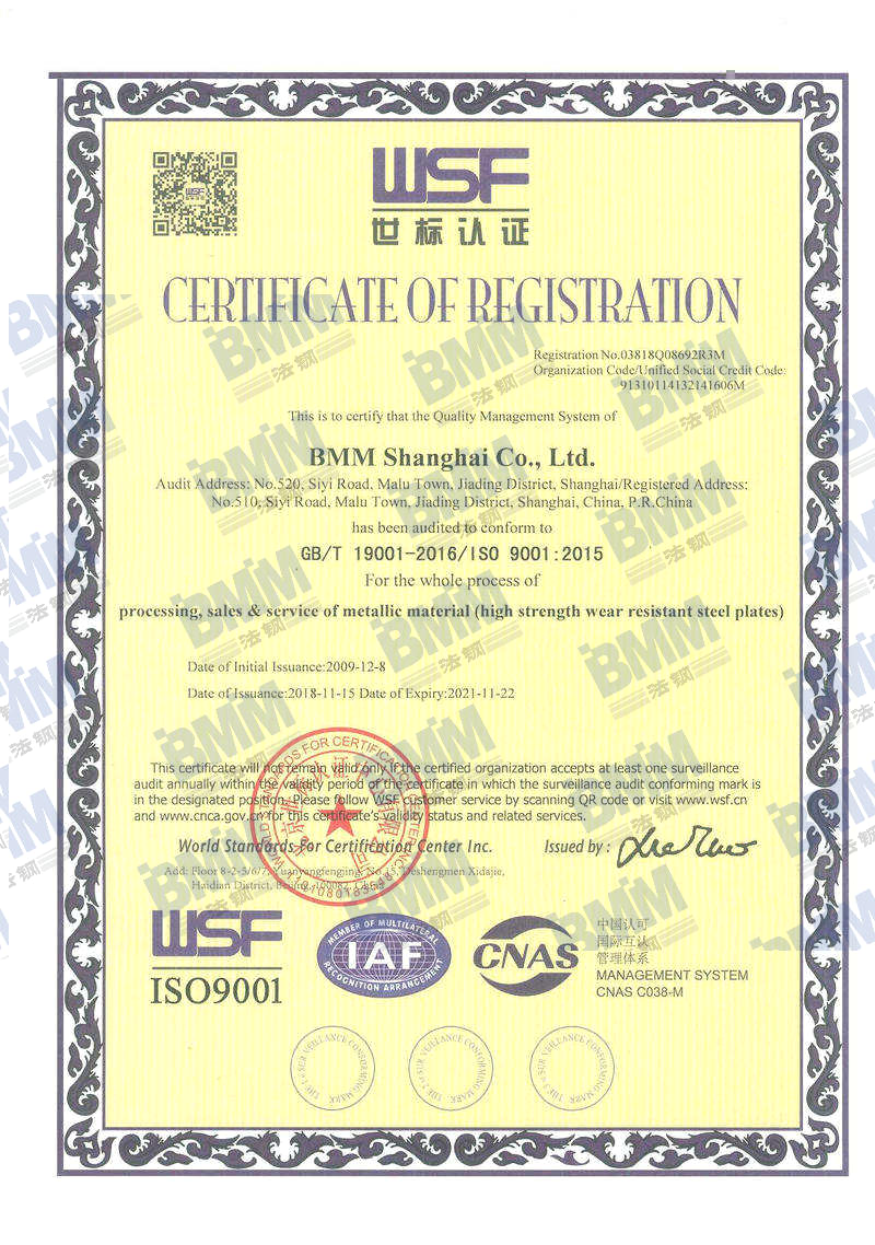 BMM’s annual audit of ISO9001 management system qualification